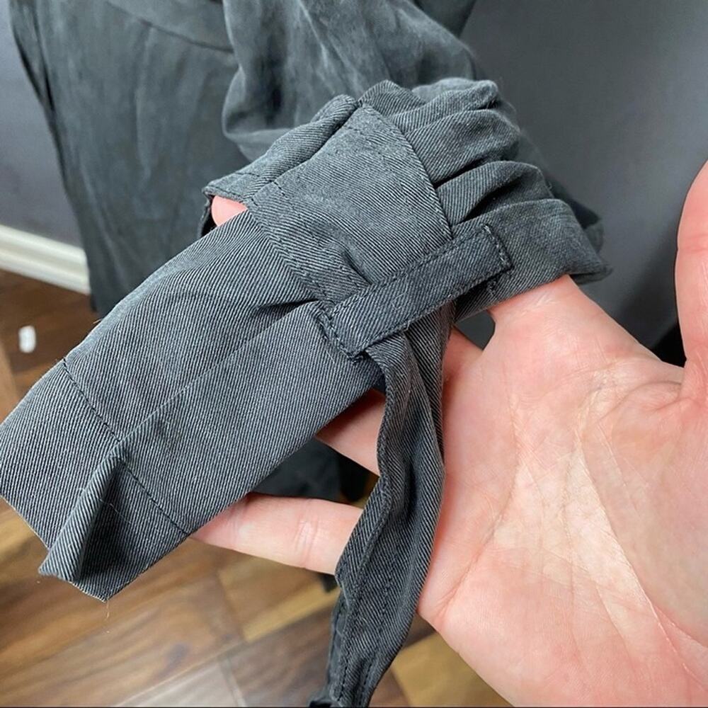 Splendid Sandwash Twill Drape Trench Coat. Black. Knee length. Tie waist - Picture 8 of 12